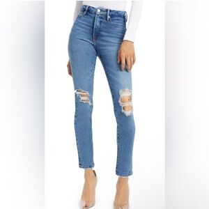 Good American Good Classic Slim Fit Jeans Distressed Indigo Wash Size 28 Women’s